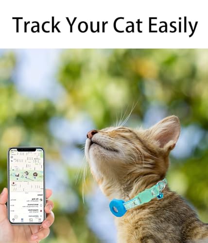 Image of Airtag Cat Collar Breakaway, Safety Kitten Collar with Apple Airtag Holder, GPS Cat Collar with Bell, Lightweigh Tracker Cat Collars for Girl Boy Cats, Kittens and Puppies (Light Blue)