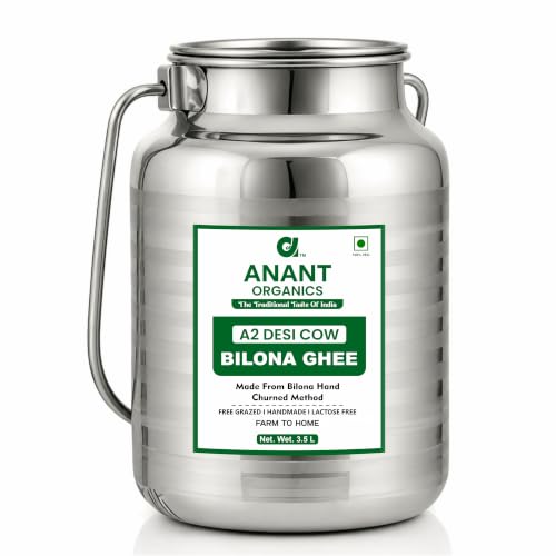 Image of Anant Organics A2 Desi Cow Ghee | Vedic Bilona Method 100% Pure & Natural Ghee Glass Bottle 3.5L