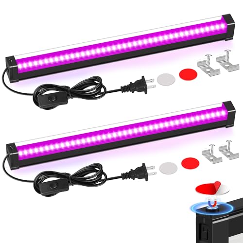 Image of YQNLIFA Black Light Bar, 15W 1FT Magnetic LED Black Lights with 5FT Cord, Portable Blacklights for Glow Party, Fluorescent Poster, Body Paint, Halloween Decorations, Room, Stage Lighting, 2 Pack