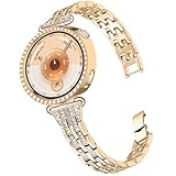 DEALELE Bands and Case Compatible with Huawei Watch GT 5 Pro 42mm, 18mm Slim Bling Rhinestone Diamond Metal Bracelet with Shiny Protective Case Cover for GT5 Pro Watch 42mm Women, Rose gold