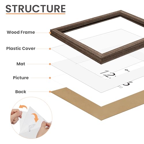Image of upsimples 12x16 Picture Frame Solid Wooden, Nursery Decor, 1Pack Brown