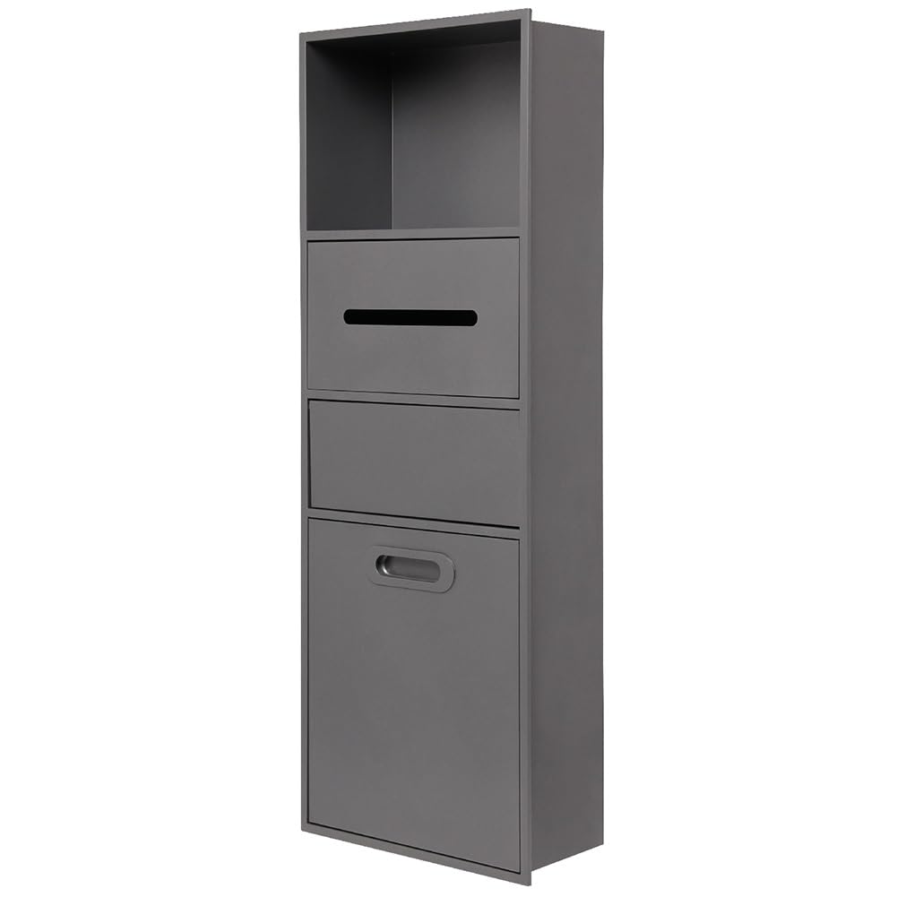 Porta carta igienica da bagno in acciaio inox, da incasso, impermeabile, per bagno, shampoo, articoli da toeletta, grigio argento, 30 x 14 x 86 cm