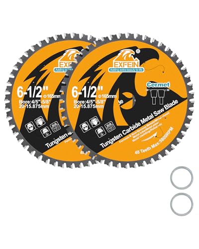 Metal Cutting Saw Blade 6-1/2 Inch 48T for Rebar, Angle Iron, Pipes, Channels, Ceramic Cemented Carbide with 5/8" Arbor, 2-Pack