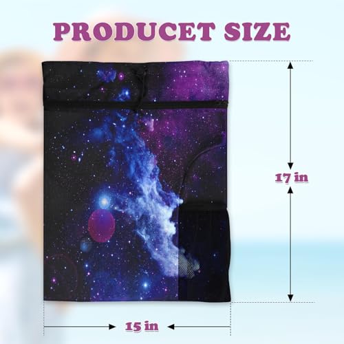 Galaxy Space Drawstring Backpack, 15” x 17” Waterproof Swim Bag for Beach Swimming Pool, Lightweight Foldable Gym Bag with Water Bottle Holder for Sports Travel2