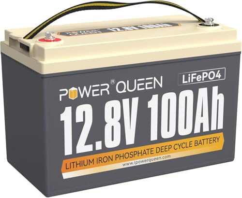 Power Queen Batterie Lithium 12V 100Ah, Batterie LiFePO4...