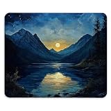 TNUW Nature Mountain Sunset Range Oil Painting Mouse Pad 9.4 X 7.9 Inch, Scenery Forest Non-Slip Rubber Mat Mousepad Accessories for Office Dorm Desk Decor, Office Supplies Gifts for Women Men Kid