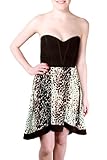 Parker Women's Kat Silk Animal Combo Strapless Hi-Lo Dress, Black Animal, X-Small