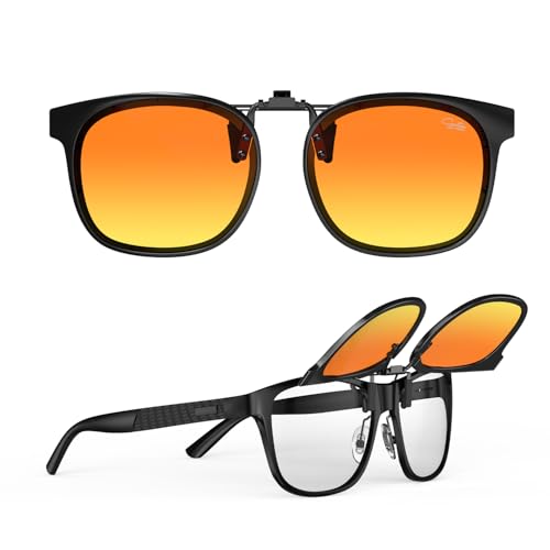 Image of Goiteia Oversized Night Driving Glasses Clip on For Driving-Polarized Anti Glare From Headlights,Framed To Conceal Glasses