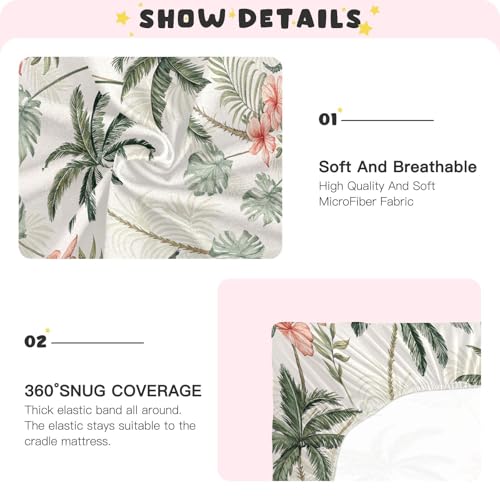 Image of Tropical Palm Trees Crib Sheets, Crib Sheets for Boys Girls, Breathable Soft Standard Toddler Crib Sheet 52 X 28 Inches
