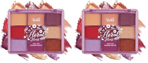 Image of Glam21 Floral Hues 9 In 1 Eyeshadow Palette | Highly Pigmented | Easy To Carry | Super-Blendable | Mix of Matte and Shimmers Smudge-Proof (7.2 gm) | 03- Tulip (Pack of 2)