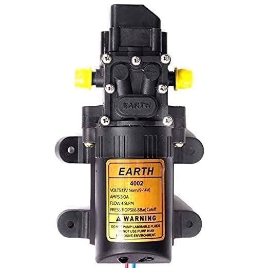 EARTH 12V DC Agriculture Battery Sprayer Motor Water Pump - Self-Priming Diaphragm for Car Wash, Flower Watering, Cleaning - Black, Ideal for Air Conditioning