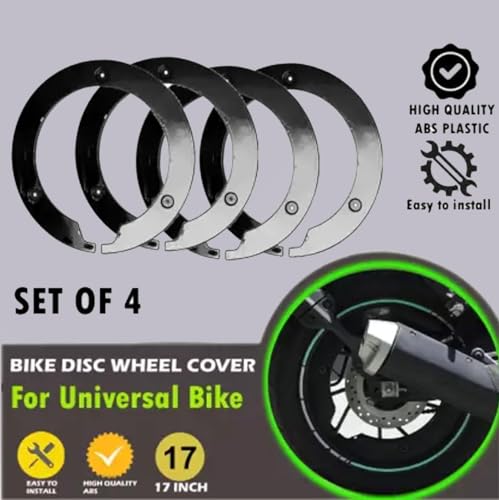 Vagary (ABS) Disc Wheel Cover Pack of 4 for 2 Wheels Suitable only 17 inch Motorcycle Wheels (Black)