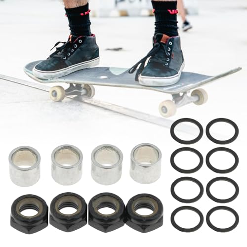 Kangnice Metal Skateboard Bearing Spacer Truck Washer Set Standard Skateboard Accessory Skateboard Washers Bearing Spacers Nut
