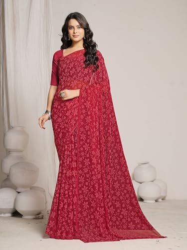 Image of Garden Vareli Lock Chiffon Floral Saree