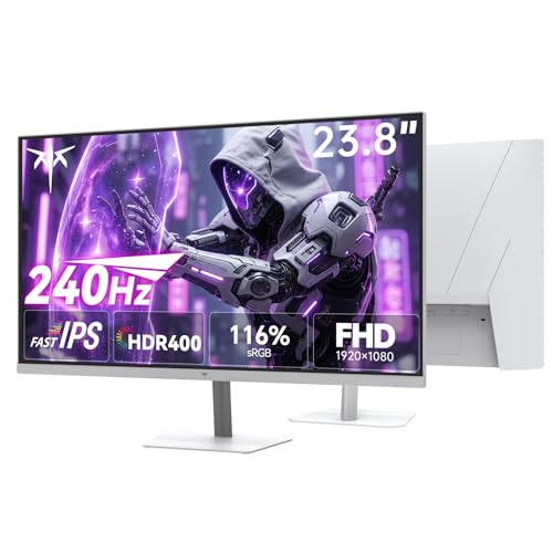 Image of KTC 24 Inch 240Hz Gaming Monitor,1080P PC Computer Monitor with Fast IPS Panel, HDR 400, Adaptive Sync, 1ms(MPRT), 116% sRGB, HDMI Display Port, Eye Care, VESA Mount, White H24F7