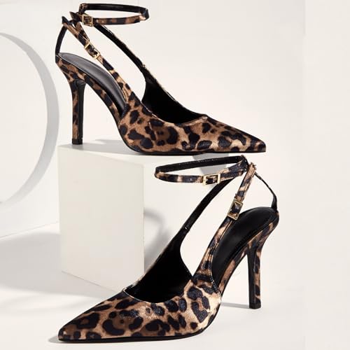 Women's Slingback High Heels Sexy Pointed Toe Ankle Strap Stiletto Heels Patent Pumps with Buckle Party Dress Shoes2