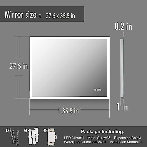 Starlead 36X28 Inch Led Lighted Bathroom Mirror Bluetooth Speaker Backlit Vanity Mirror With Touch Sensor, Memory Function, Dimmable, Anti-Fog, Wall Mounted Horizontal/Vertical #TOP1