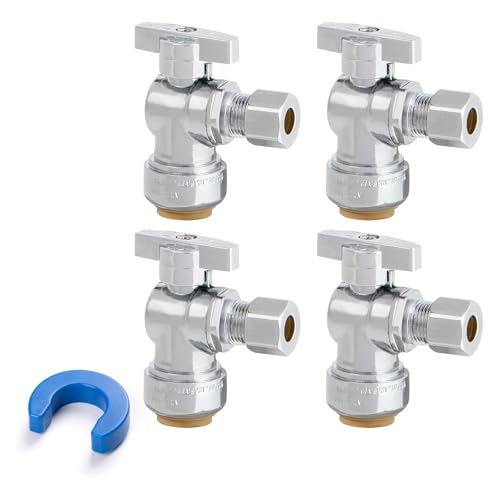 JUWO 1/2" x 3/8" OD Compression Angle Stop Valve for