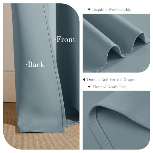 Image of PONY DANCE Dusty Blue Blackout Curtains 80 inch Long 2 Panels Set, Thermal Insulated Solid Grommet Closet Curtains for Bedroom Closet Door, Temporary Doorway Cover Room Divider Drapes, W 55 inch x L 80 inch