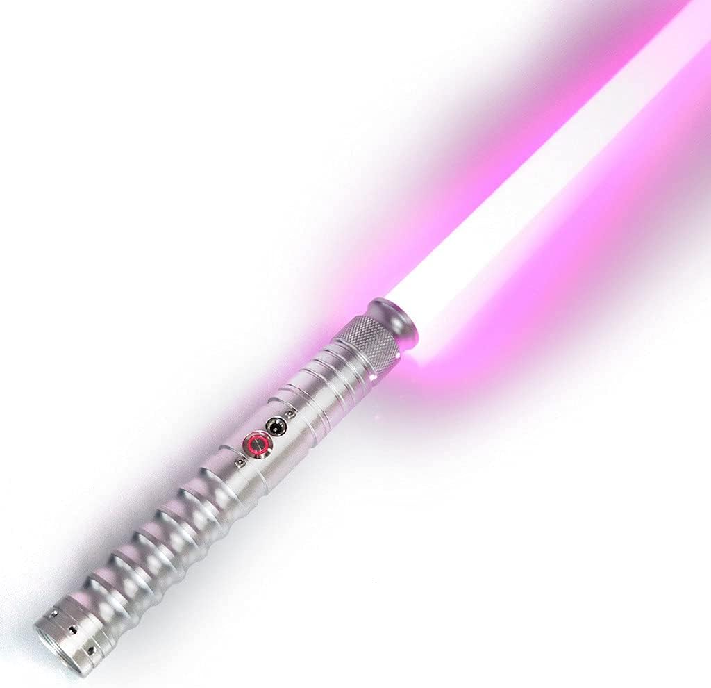 Force FX Dueling Lightsaber, 12 Changeable Colors with 9 Sound Modes Including Flash on Clash, Aluminum Alloy Metal Hilt with Premium Smooth Swing Blade, USB Charging (Silver)