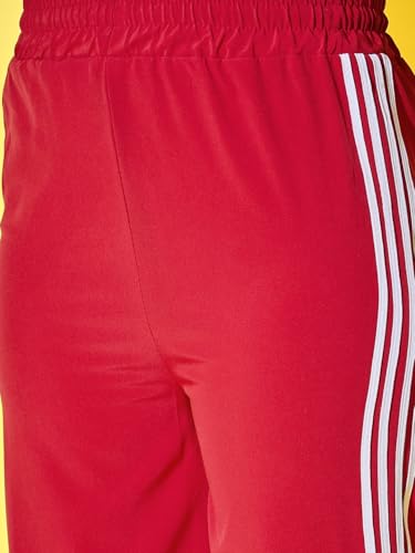 Image of Elasticated Sporty Women Cargo Track Pant with Side Stripes