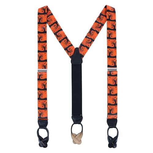 Trafalgar Men's Halloween Spooky Scene Silk Button End Braces (Suspenders),