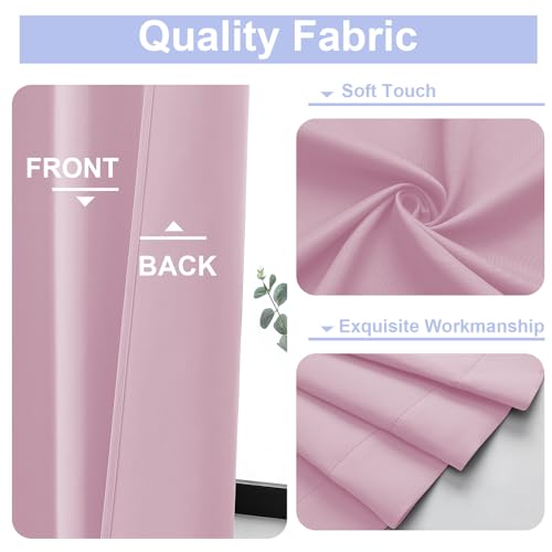 Image of Simplebrand Ava Pink Short Blackout Curtains for Bedroom 54 Inches Long 2 Panels Set, Solid Thermal Insulated, Energy Saving Window Treatment Curtains Blackout Drapes, W40 x L54 Inch, Pink