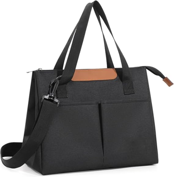 Image of Insulated Lunch Bag Leakproof Tote for Work, School, Travel, and Picnics Perfect for Women and Men(Black) Nylon, 16.2 Liters (Black 10 Litter)