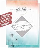 Packungsinhalt: 5 Stück zum Selbstausfüllen (eigener Text) - Format: DIN-A6 - Papier: 350g/m²