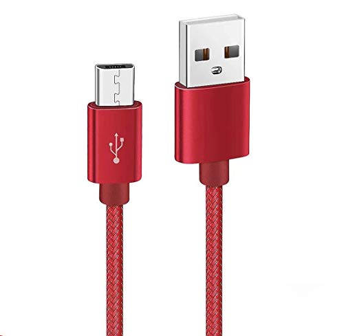 Kit Me Out Cable De Carga Rápida Micro USB [1M] para OPPO A9 (2020) [3.1 A Cargador Rápida] Trenzado Nilón Nylon [Transferencia De Datos De hasta 5 GB/s] - Rojo