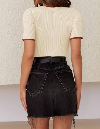 Image of ZESICA Women's Short Sleeve Sweater Tops 2026 Summer Crewneck Basic T Shirt