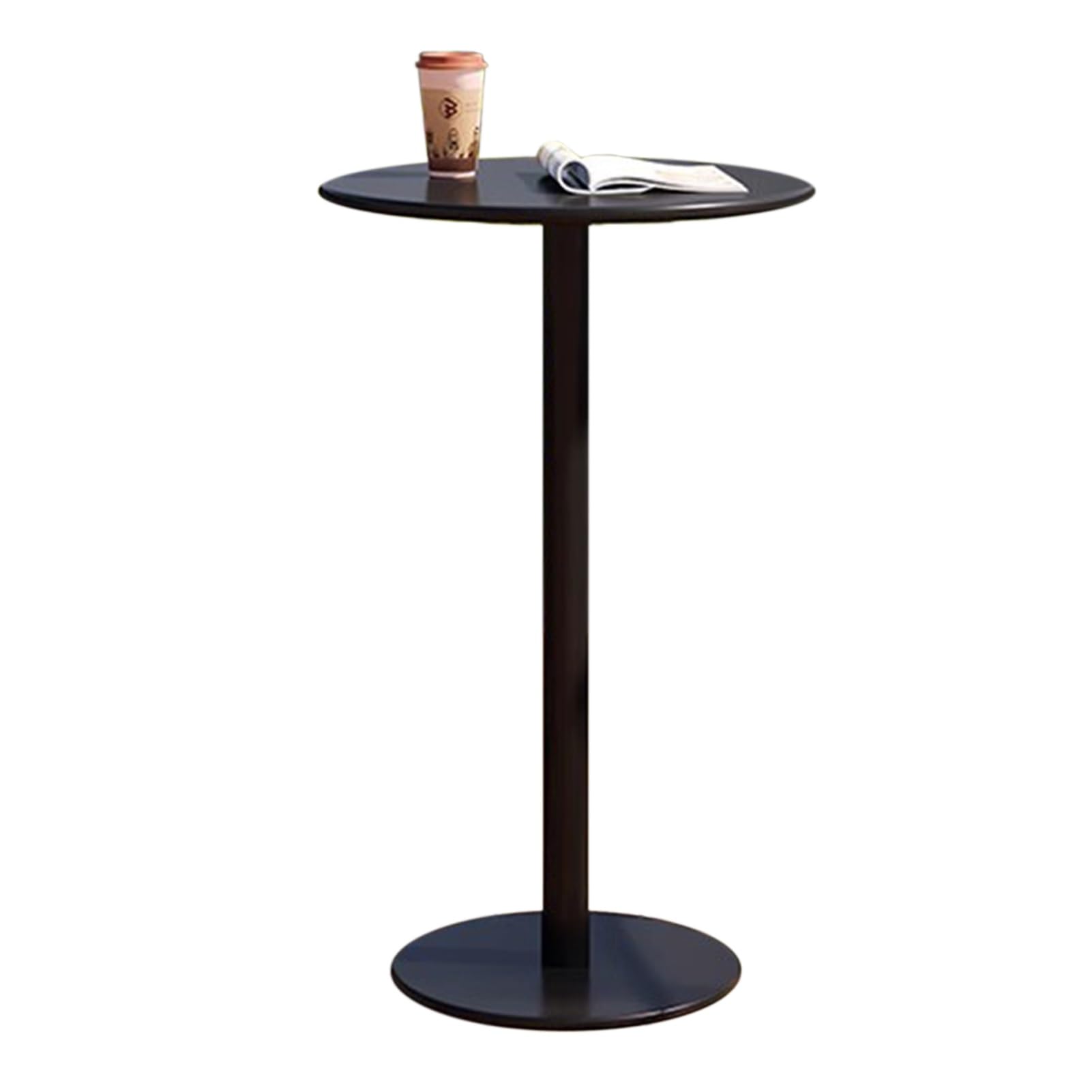 Bistrch Runder Stehtisch 60x60 cm Cocktailtisch mit Metallfuß Schwarzer Pub Esstisch für Zuhause Büro Esszimmer & Lounge Bereich Stilvoller Beistelltisch
