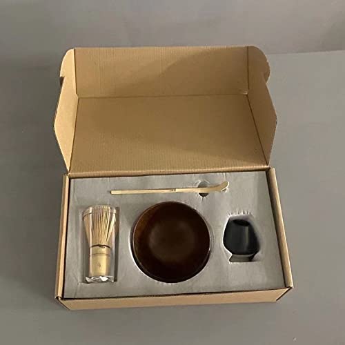 LIUXIN Juego de 5 Unidades de Juegos de Matcha Tradicionales, batidor de Matcha Natural, Cuenco de Matcha cerámico, Soportes para batidor, Juegos de té japoneses, Utensilios para Beber