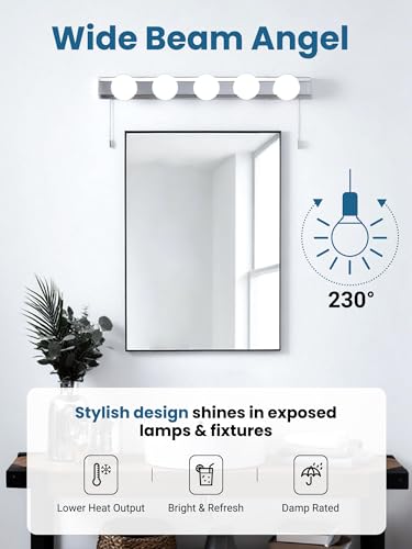 Image of TJOY G25 LED Globe Light Bulbs, Vanity Bulb for Bathroom 40W Equivalent | 5000K Daylight White E26 Base, Round Decorative Bulb for Vanity Makeup Mirror, CRI85+, 450LM, Non-Dimmable, UL, 4 Pack