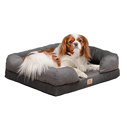 Ferplast Cuccia Cane e Gatto in Memory Foam, Cuscino Ergonomico e Ortopedico MEMOR-ONE, Sfoderabile e Lavabile in Lavatrice a 30°, 64 x 52 x h 16,5 cm, Grigio