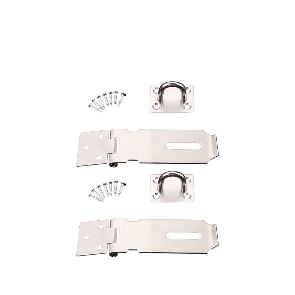 Zhi Jin 2Pcs Stainless Steel Padlock Hasp Door Clasp Gate Door Lock Bolt Latch Safety Guard 3-Inch