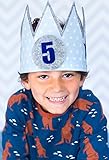  Geburtstagskrone Kinder Der Wollprinz Krone, Kinder Geburtstag-Krone Kinderkrone Stoffkrone Geburtstagskrone Hellblau mit den Zahlen 1,2,3 & 4