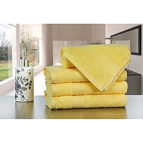 ABM UNLIMITED Organic Cotton Thick and Plush Hand, Gym & Workout Towel - Set of 4 (Yellow)