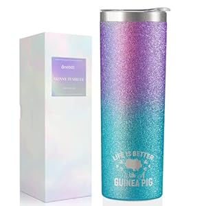 Onebttl Guinea Pig Gifts for WomenGirlsGuinea Pig Lovers Life is Better with a Guinea Pig 20 oz Skinny Tumbler with Lid and Straw Gift Box and Card Included
