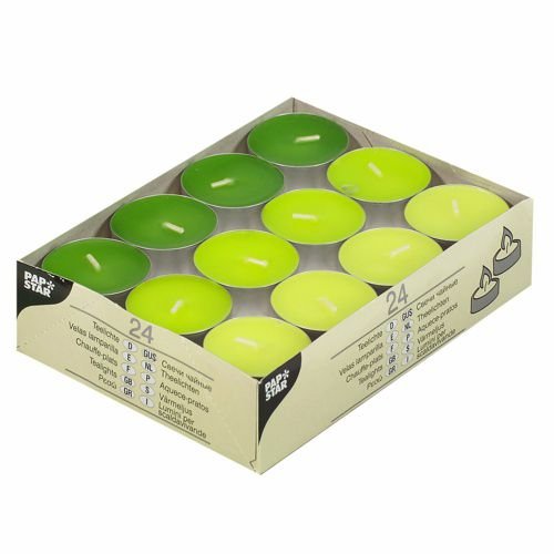 24 Bougies - Ø 38mm x 16mm - Vert Kiwi , Vert Mai Cover