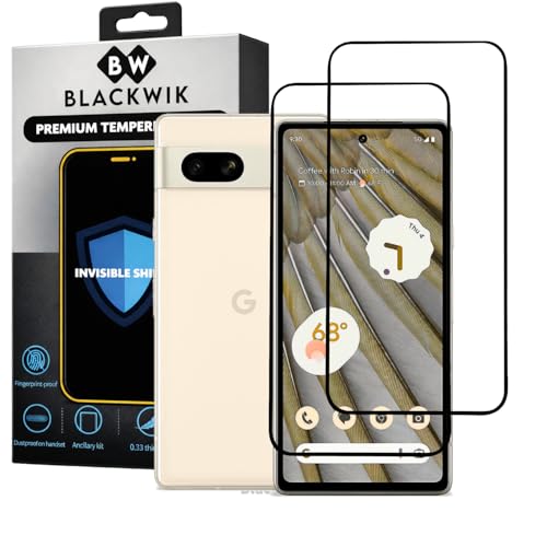 Image of Blackwik Military-Grade Gorilla Tempered Glass for Google Pixel 7A (Black, Pack of 2) | Edge to Edge Full Screen Coverage | Scratch Resistant | Easy Installation Kit | Screen Protector for Smartphone