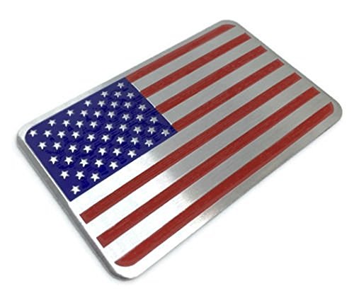 Muzzys-Premium Aluminum- United States American Flag Decal Emblem Sticker Badge 3.125"X2" Universal Stick Anywhere 4Th Of July Car Truck Bumper Window Glass Patriotic Gift Stocking Stuffer Made In Usa #TOP4