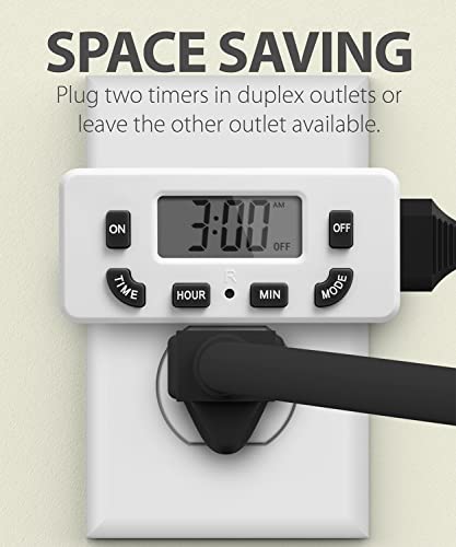 Image of Fosmon Digital Timer for Electrical Outlets, Indoor 24 Hour Light Timer Programmable, Mini Plug in Outlet for Lamps, Fans, Grow Lights, 2 On /Off Programs, 15A /1875W, ETL Listed