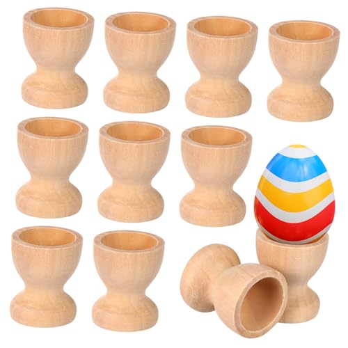 Mobestech 15Piezas Madera Huevos de Pascua Manualidades DIY Hueveras de Almacenamiento de Madera Decorar y Exhibir Huevos de Pascua