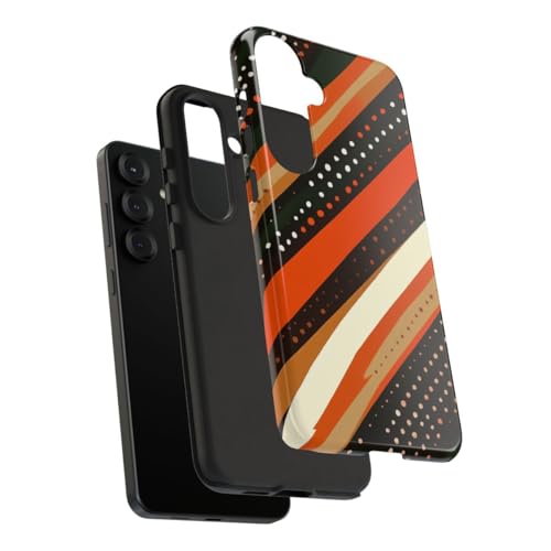 Coque rigide Samsung S25 Plus orange rayé rétro pour éviter les rayures - 4