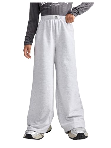 SweatyRocks Girl's Elastic Waist Wide Leg Sweatpants Letter Patched Workout Long Pants