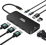 USB C Docking Station Dual Monitor 2 HDMI Multi Monitor Laptop Dock USB C to Quad Monitor USBC Hub Multiport Adapter with 2 HDMI DisplayPort VGA PD 100W USB 2.0 for Dell HP Lenovo Asus Mac(Black)