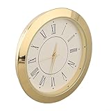 BEAZOOM Reloj de cuarzo redondo dorado o plateado de 50 mm, movimiento de reloj de acero inoxidable con números romanos/arábigos para manualidades (oro romano)