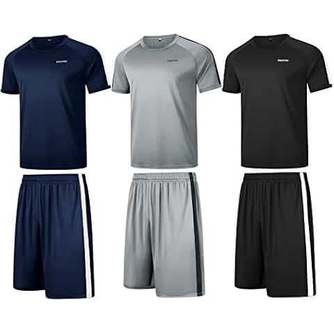 RPOVIG Shirts Shorts Workout Set:Men's 3 Pack Clothes Short set outfits Gym Active Athletic Performance Cover