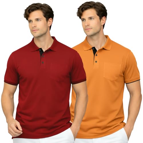 Image of Men's Premium Cotton Pique Polo T-Shirt, Classic Fit Short Sleeve Casual Summer Shirt, Soft & Breathable Fashion Polo